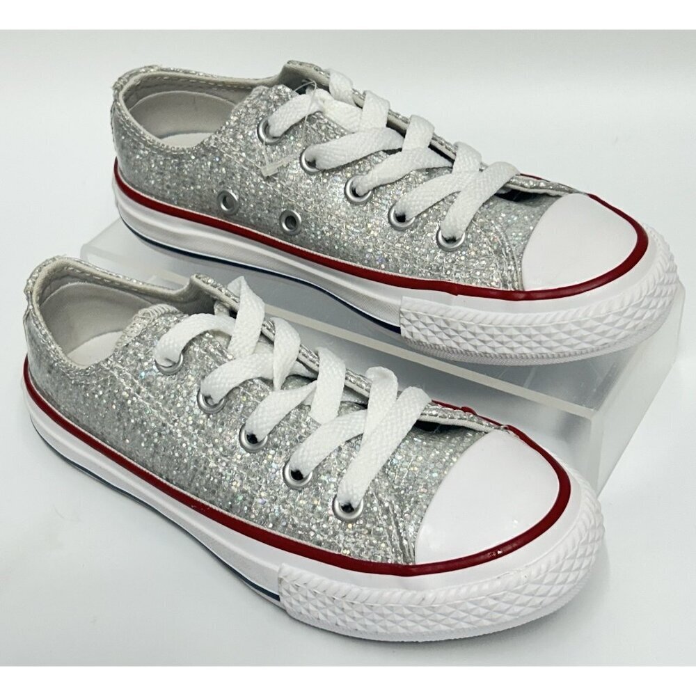 NEW Converse Chuck Taylor All Star Low Top Sparkle Silver Glitter Size Junior 11